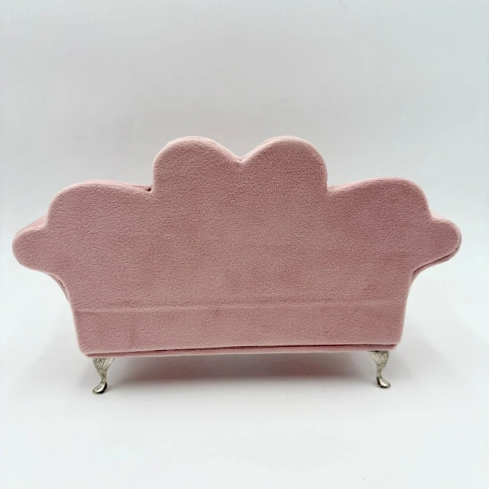 Pink Jewelry Box Sofa Couch Heart Velvet Plush Jewelry Storage Display Decor